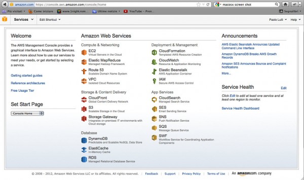 AWS: Console dei servizi