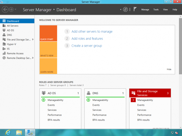 Il nuovo Server Manager in Windows 8
