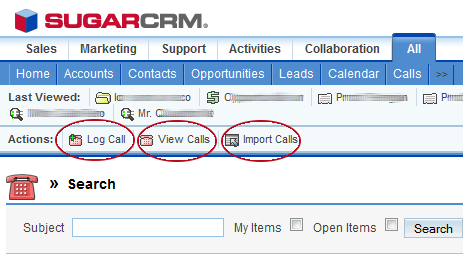 Funzioni del modulo per chiamate in SugarCRM