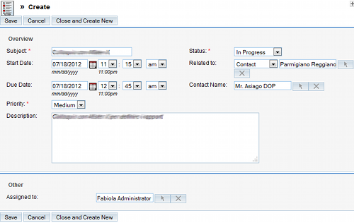 Task semplici in SugarCRM