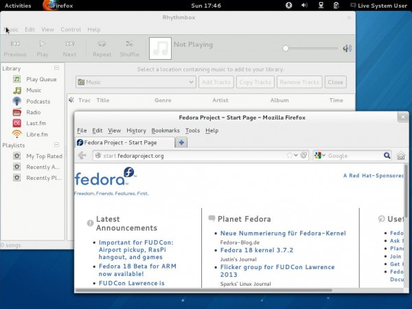 firefox rhythmbox fedora18