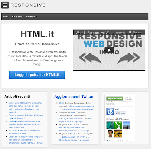 Figura 4. Responsive: homepage personalizzata