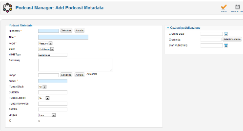 Podcast Manager per Joomla: i metadati del podcast