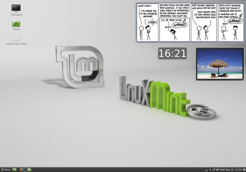 Cinnamon 1.8 e le sue Desklets su Linux Mint 15 (fonte: www.linuxmint.com)
