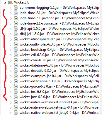 eclipse: aggiunta dei jars per Wicket