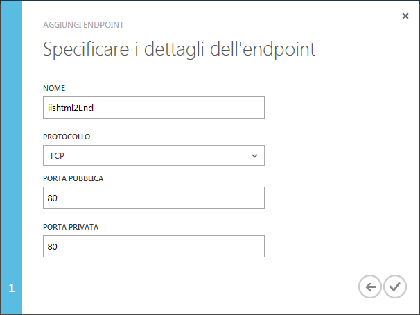 Definizione dei parametri per l'Endpoint