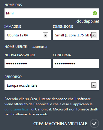 Creazione rapida di una Macchina Virtuale