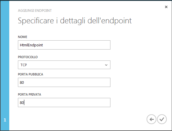 Parametri per la definizione dell'endpoint