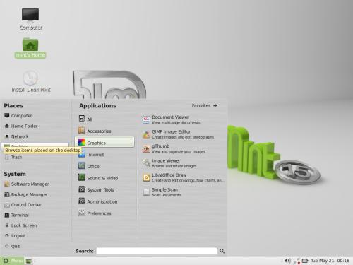 Il desktop di MATE 1.6 su Linux Mint 15