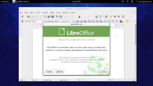 LibreOffice, una delle tante applicazioni disponibili su Fedora 19