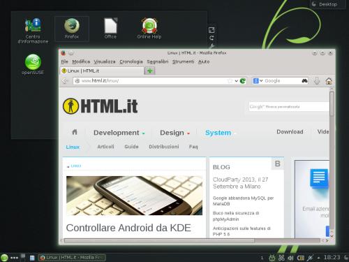Firefox 22 sul desktop di OpenSUSE 13.1