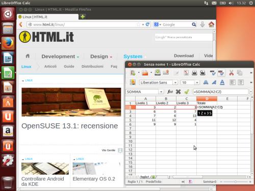 Alcune applicazioni sul desktop di Ubuntu 13.10