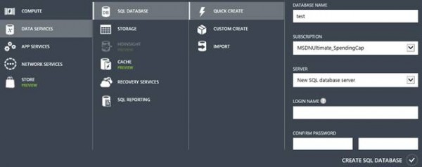 Creazione di un database WASD in concomitanza alla creazione di un nuovo container di database (Server). 