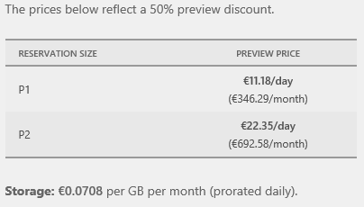 Nel caso di DB premium lo storage viene tariffato a parte ad un costo molto basso, ma ciò che incide sul prezzo è il costo giornaliero di servizio che, per la taglia P1, tocca i 500€ al mese.