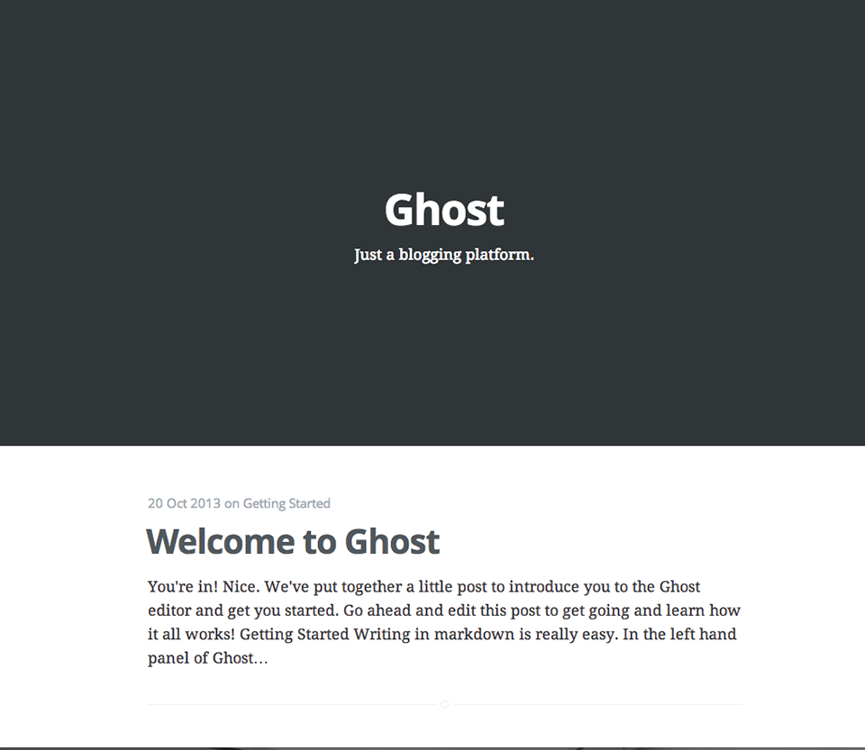 Schermata iniziale di Ghost