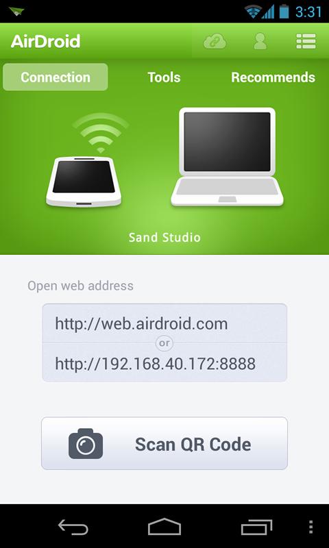 L’interfaccia di AirDroid su Android (fonte: play.google.com)