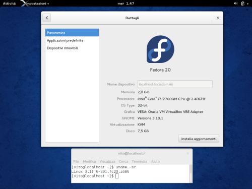 Fedora 20 è basata sul kernel Linux 3.11