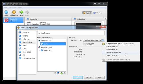Configurazione di VirtualBox per l’installazione di SteamOS