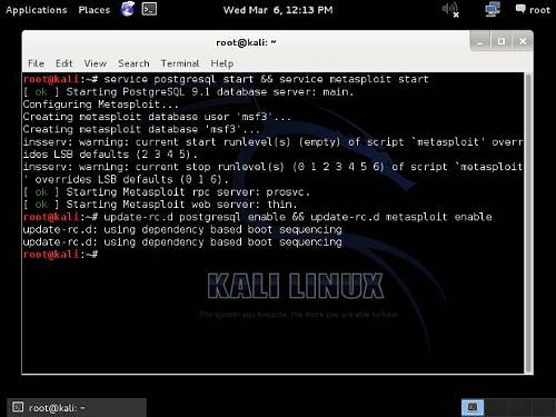 Metasploit in esecuzione su Kali Linux