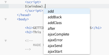 jQuery Code Hinting