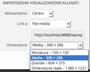 Dimensioni predefinite delle immagini