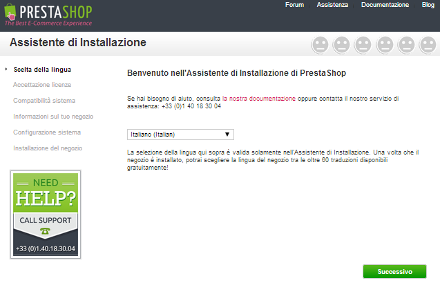 Procedura guidata per l'installazione