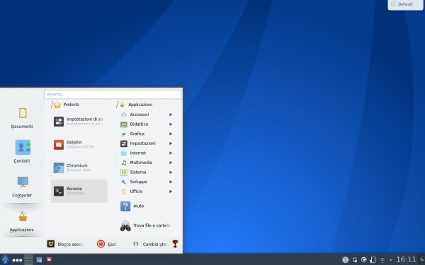 Il desktop di KDE su Antergos