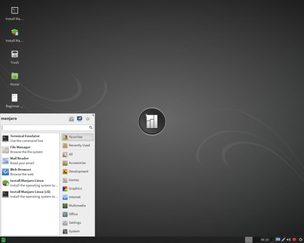 Il desktop di Xfce su Manjaro