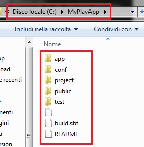 La cartella della Web application