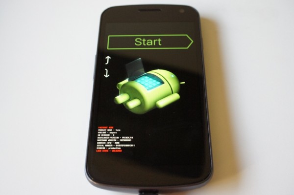 La schermata del bootloader di Android