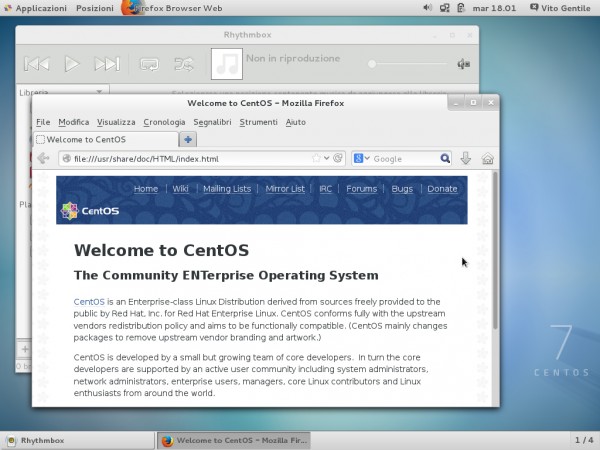 Alcune applicazioni sul desktop di CentOS 7