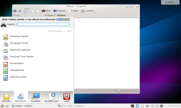 Il desktop di KDE su CentOS 7