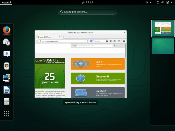 L'interfaccia di GNOME su openSUSE 13.2