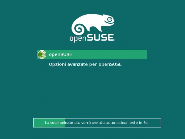 L'interfaccia di GRUB 2 all'avvio di openSUSE 13.2