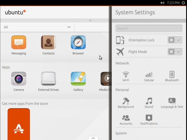 L'interfaccia di Unity 8 in anteprima su Ubuntu Next