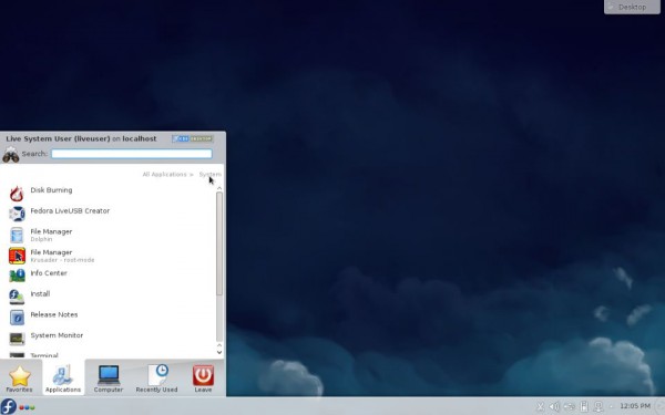 Il desktop di Fedora 21 KDE