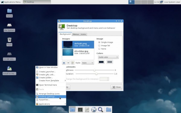 Il desktop di Fedora 21 Xfce