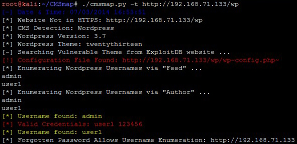 L'output di CMSmap