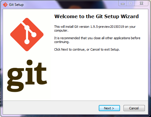 Wizard per l'installazione di Git su Windows