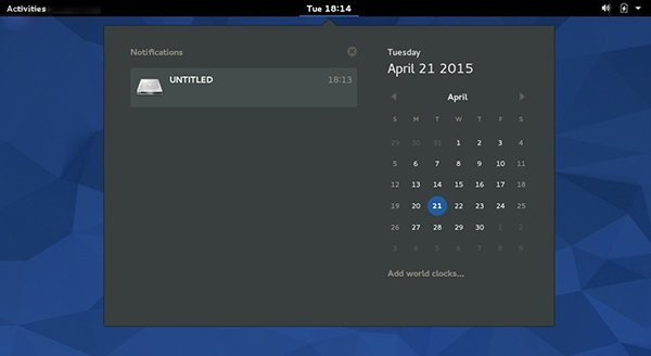 Sistema di notifiche e calendario su Fedora 22 Workstation