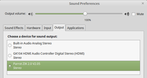 Schermata delle preferenze Audio su Linux Mint 17.2 MATE