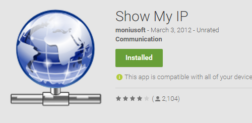 Show My IP sul Google Play Store