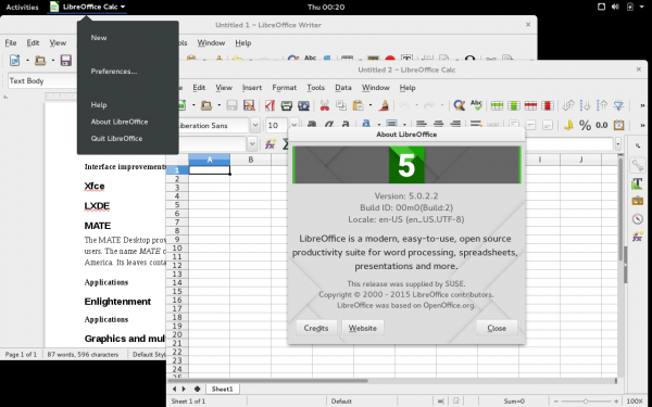 LibreOffice 5 su openSUSE 42.1