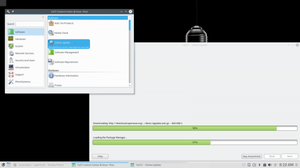 L'interfaccia grafica di YaST sul desktop di openSUSE 42.1