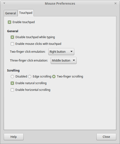 La schermata delle preferenze del mouse su Linux Mint 17.3 MATE