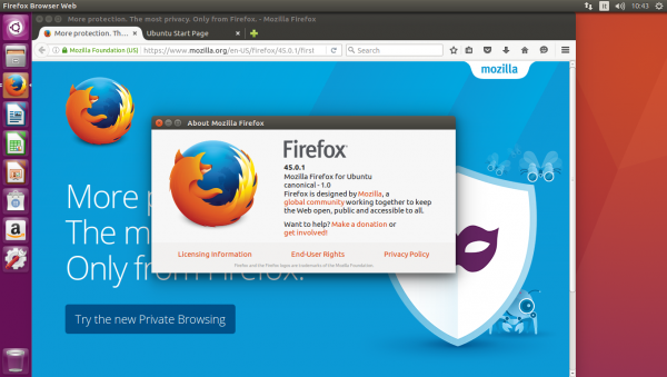 Versione del browser Firefox