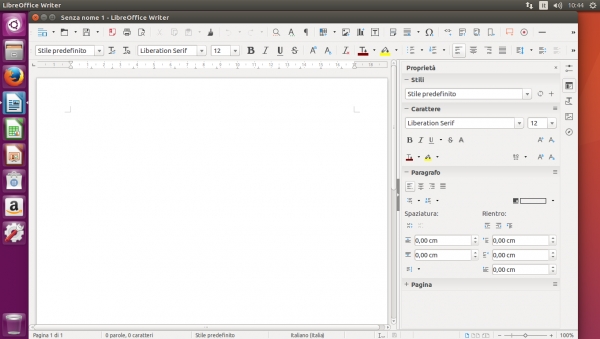 Finestra del software LibreOffice Writer