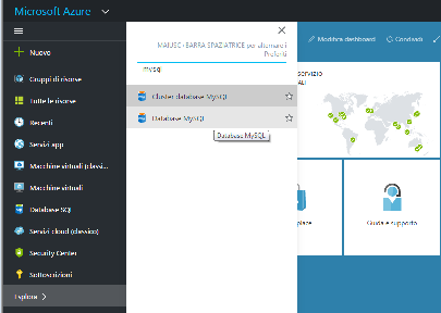 Creazione di un database MySQL su Azure