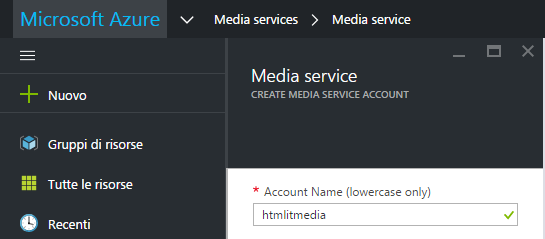 Username dell'Account Media Service