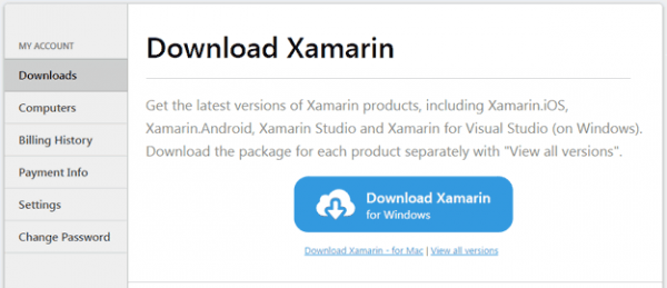 Download di Xamarin per Mac